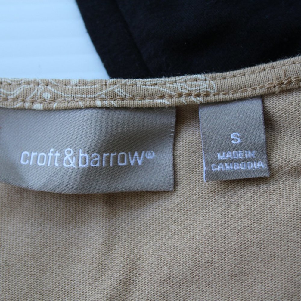 2 Croft & Barrow Cotton Tanks Black Tan Size S - Picture 5 of 15